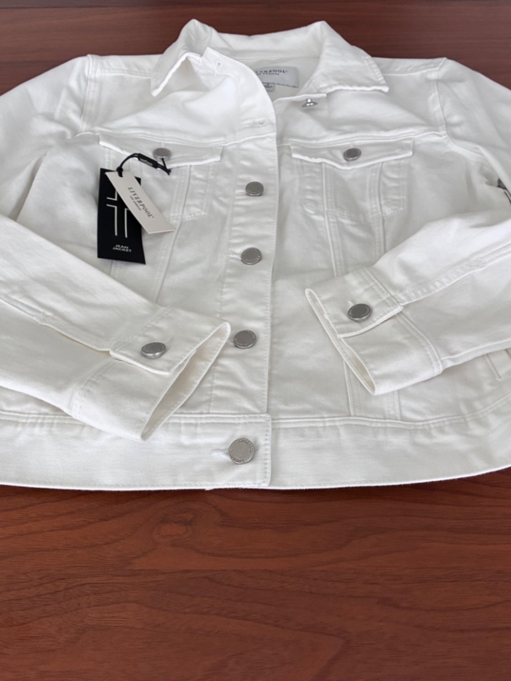 Liverpool White Stretch Denim Jacket NWT Medium - Picture 5 of 10